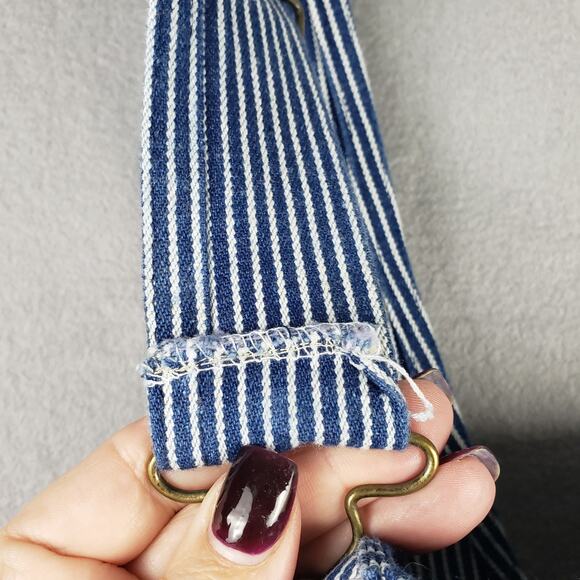 Key Size 48x32 Railroad Stripe Bib Overalls Blue White Farmer Chore Workwear - Picture 5 of 14